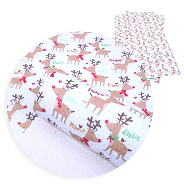 Santa's Reindeer Faux Leather Fabric Sheets