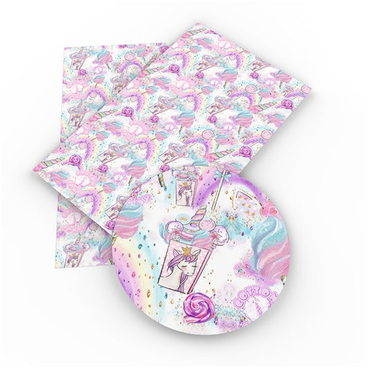 Cotton Candy Unicorn Faux Leather Fabric Sheets