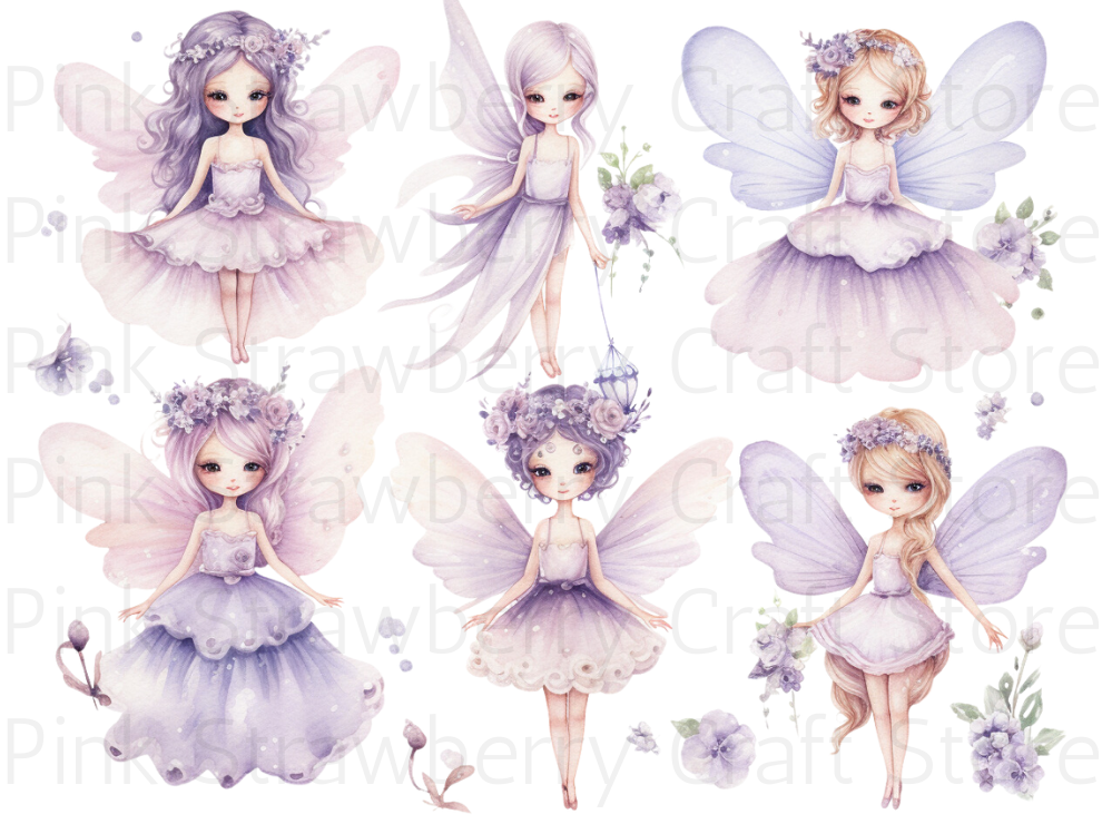 Watercolour Lilac Fairies 90 Images