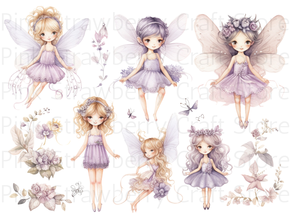 Watercolour Lilac Fairies 90 Images