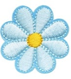 Blue Flower Embroidery Patch