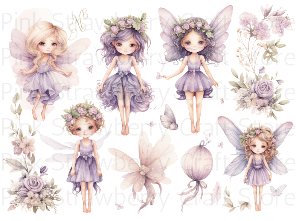 Watercolour Lilac Fairies 90 Images