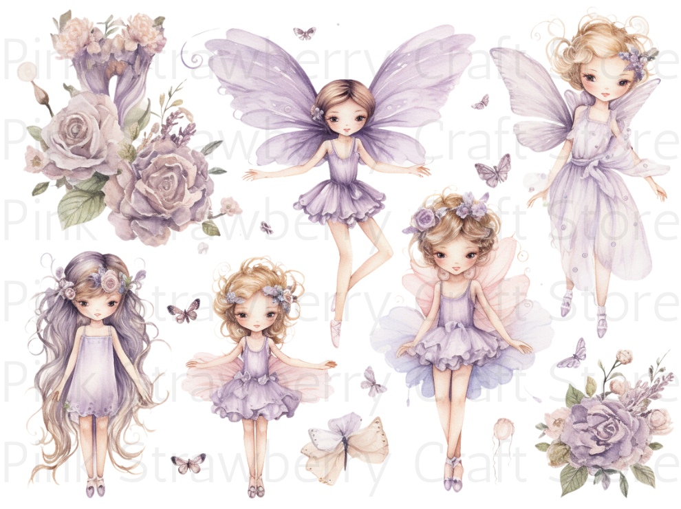 Watercolour Lilac Fairies 90 Images