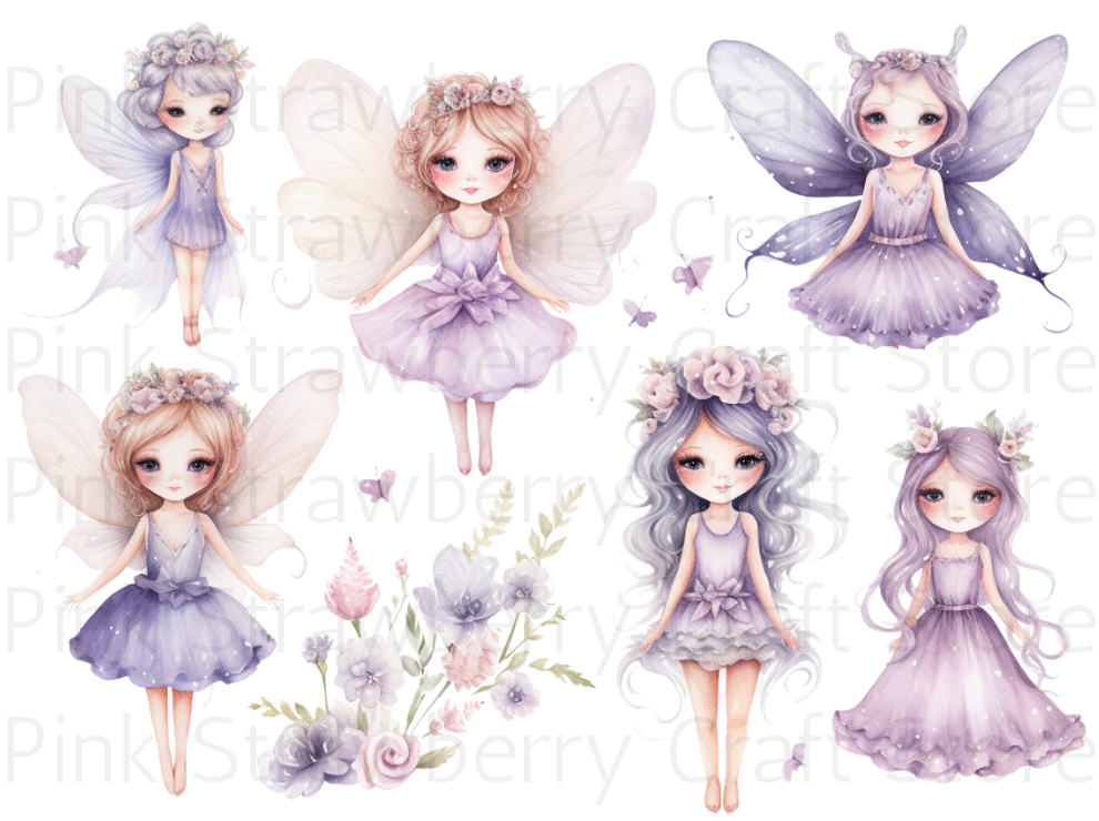 Watercolour Lilac Fairies 90 Images