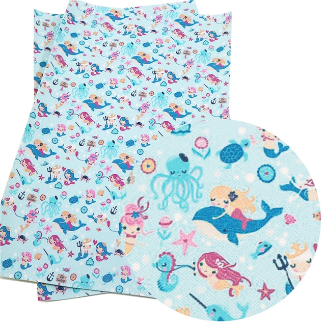 Sea Mermaid Faux Leather Fabric Sheets