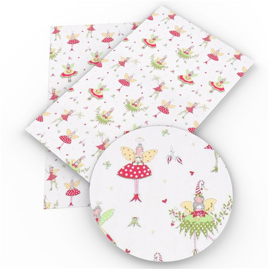 Christmas Fairy Faux Leather Fabric Sheets