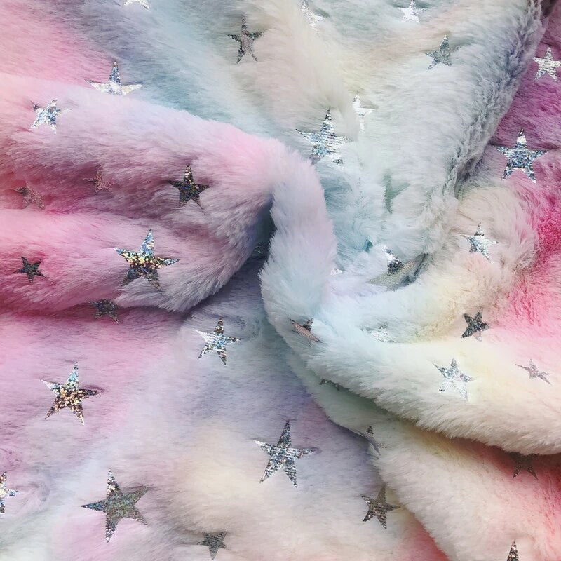 Rainbow Star Faux Fur