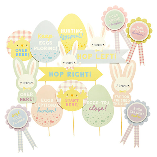 Easter Egg Hunt Signs & Rosettes Kit