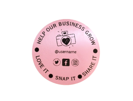 Help Our Business Grow Classic Pink Circle Sticker Pack Of 20