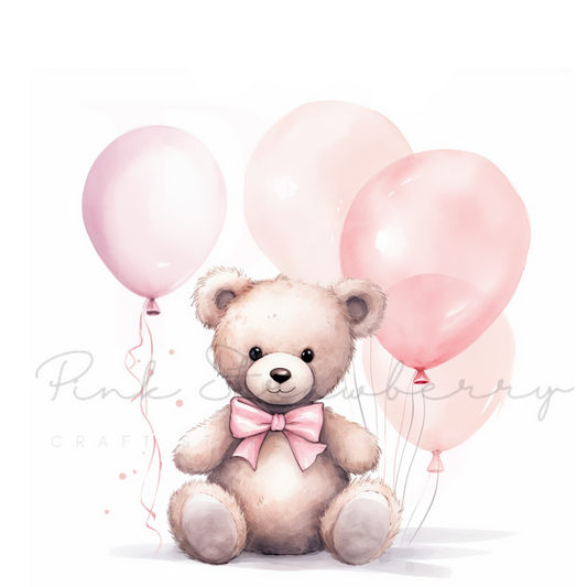 Teddy Bear Pink Balloons