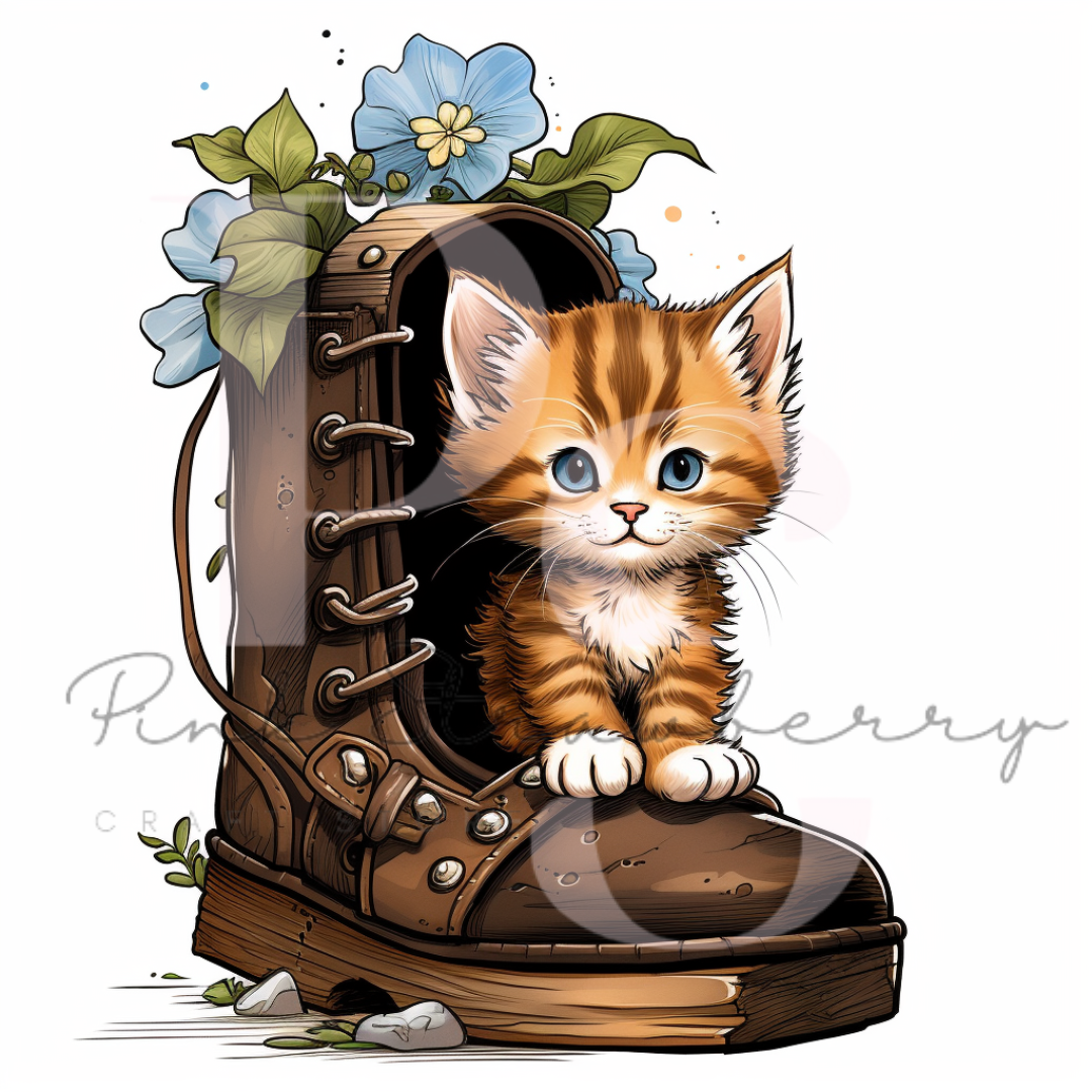 Kitten In Boot Clipart