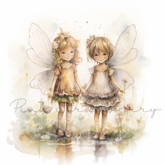 Realistic Watercolour Fairy Girls