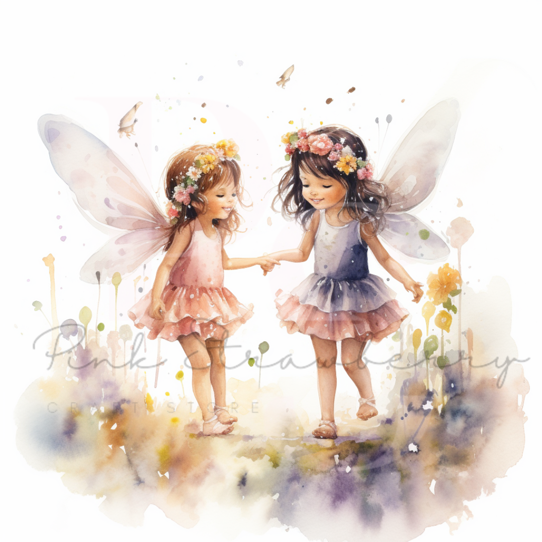 Floral Watercolour Fairy Girls