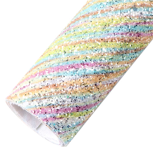 Colours Of The Rainbow Chunky Glitter Faux Leather Fabric Sheets