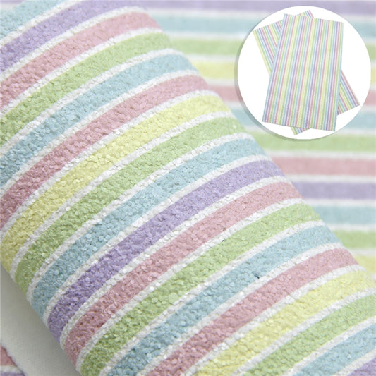 Pastel Rainbow Stripes Chunky Glitter Fabric Sheets