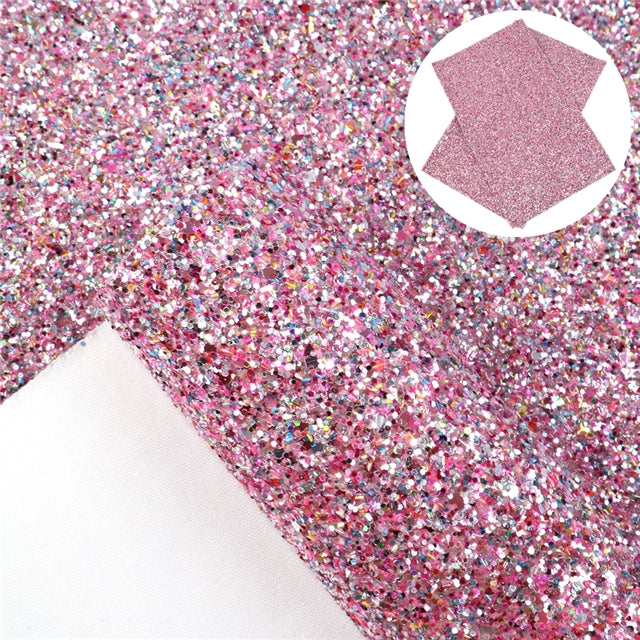 Pink Darkness Chunky Glitter Faux Leather Fabric Sheets