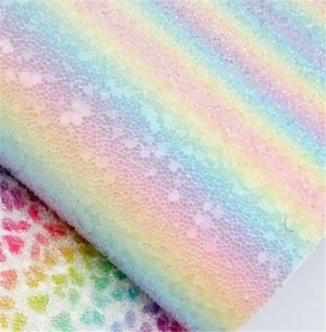 Premium Gradient Rainbow Glitter Faux Leather Fabric Sheets