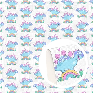 Rainbow Dinosaur Faux Leather Fabric Sheets