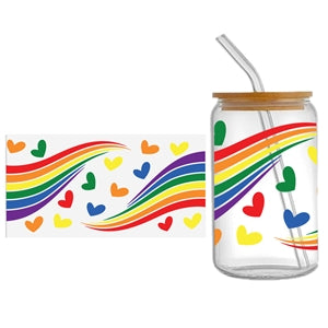 Rainbow Hearts 160z Cup Wrap