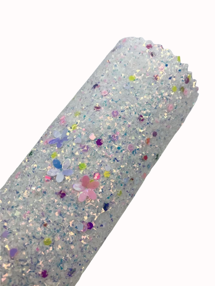 Flower Sequin Chunky Glitter Faux Leather Fabric Sheets