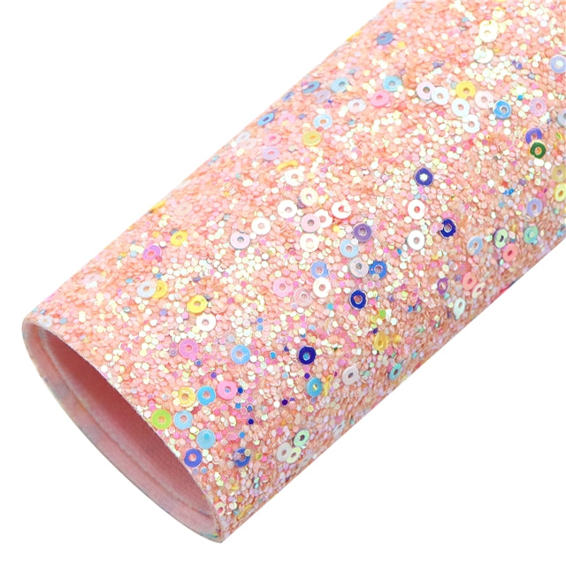 Pink Sorbet Chunky Glitter Faux Leather Fabric Sheets