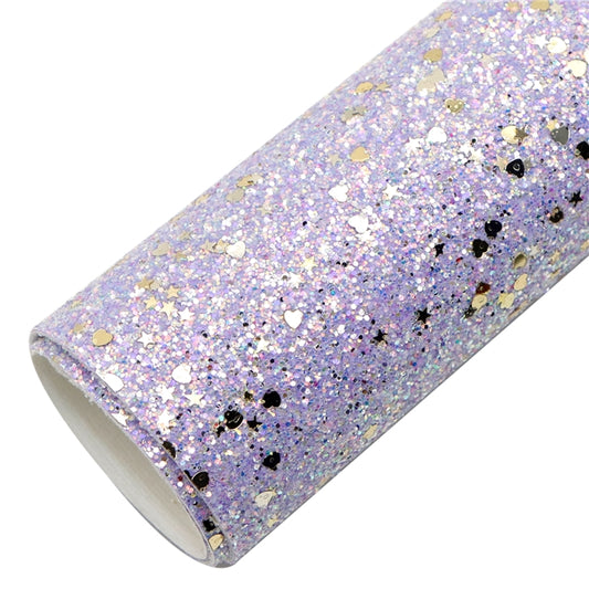 Purple Stardust Chunky Glitter Faux Leather Fabric Sheets