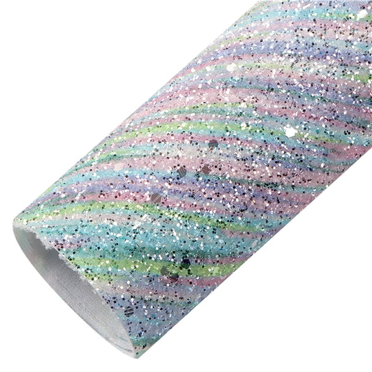 Colours Of The Sea Chunky Glitter Faux Leather Fabric Sheets