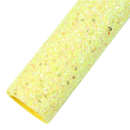 Yellow Sorbet Chunky Glitter Faux Leather Fabric Sheets