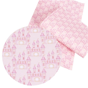 Pink Castles Faux Leather Fabric Sheets