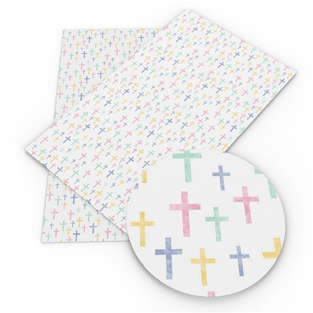 Rainbow Cross Faux Leather Fabric Sheets