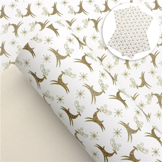 Jumping Deer Faux Leather Fabric Sheets