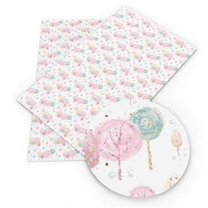 Cotton Candy Trees Faux Leather Fabric Sheets