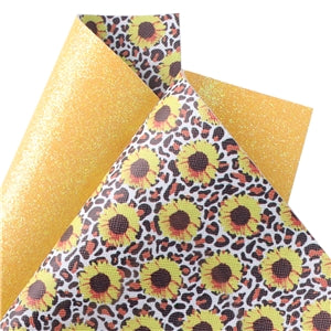 Double Sided Sunflower Faux Leather Fabric Sheets