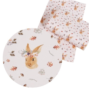 Spring Bunny With Flower Headband Faux Leather Fabric Sheets