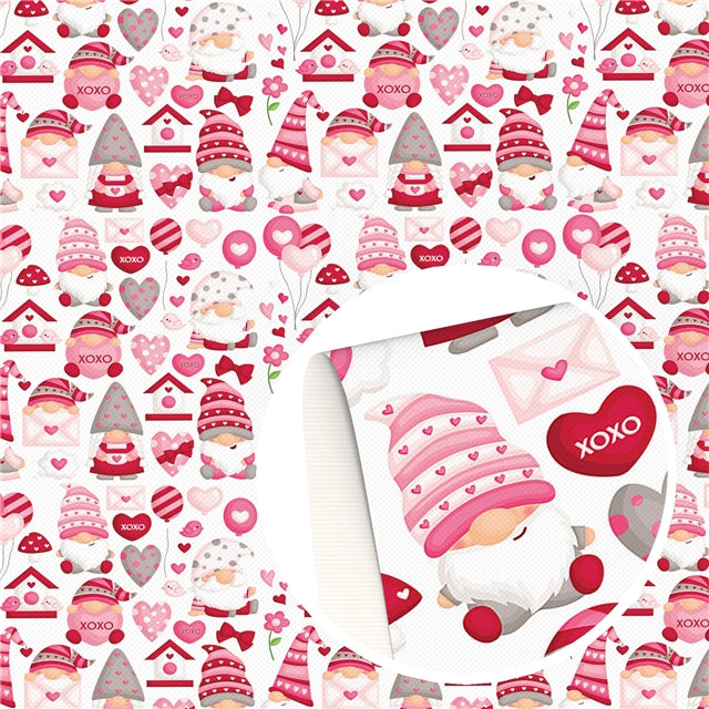 Valentine Gnome Faux Leather Fabric Sheets