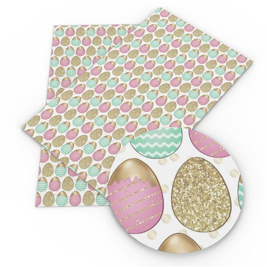 Pastel Easter Eggs Faux Leather Fabric Sheets