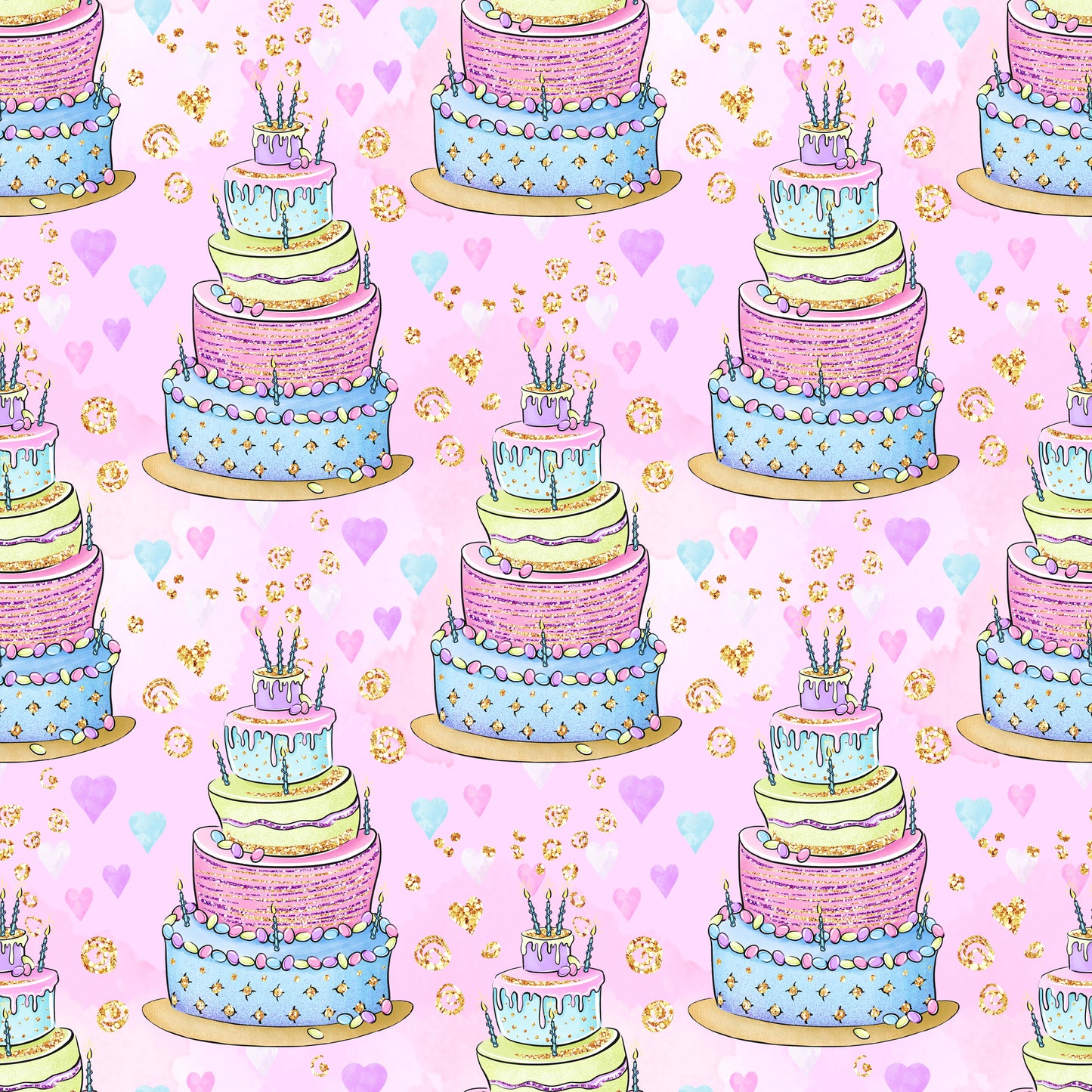 Birthday Cake Faux Leather Fabric Sheets