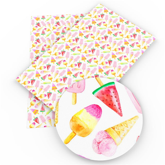 Summer Ice Lolly Faux Leather Fabric Sheets