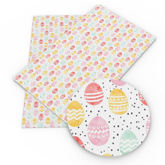 Polka Dot Easter Eggs Faux Leather Fabric Sheets