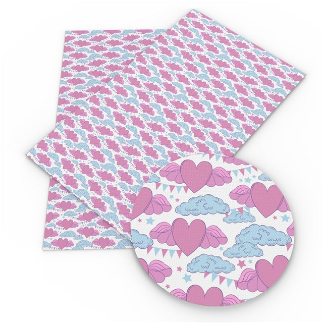 Heart Clouds Faux Leather Fabric Sheets