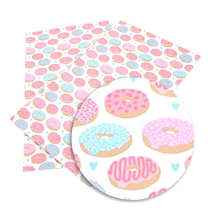 Donut Print Faux Leather Fabric Sheets