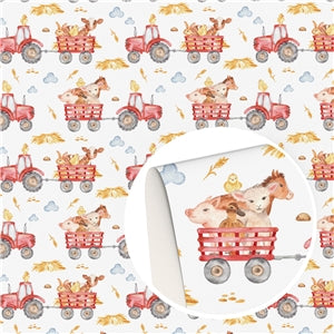 Farm Animals Faux Leather Fabric Sheets