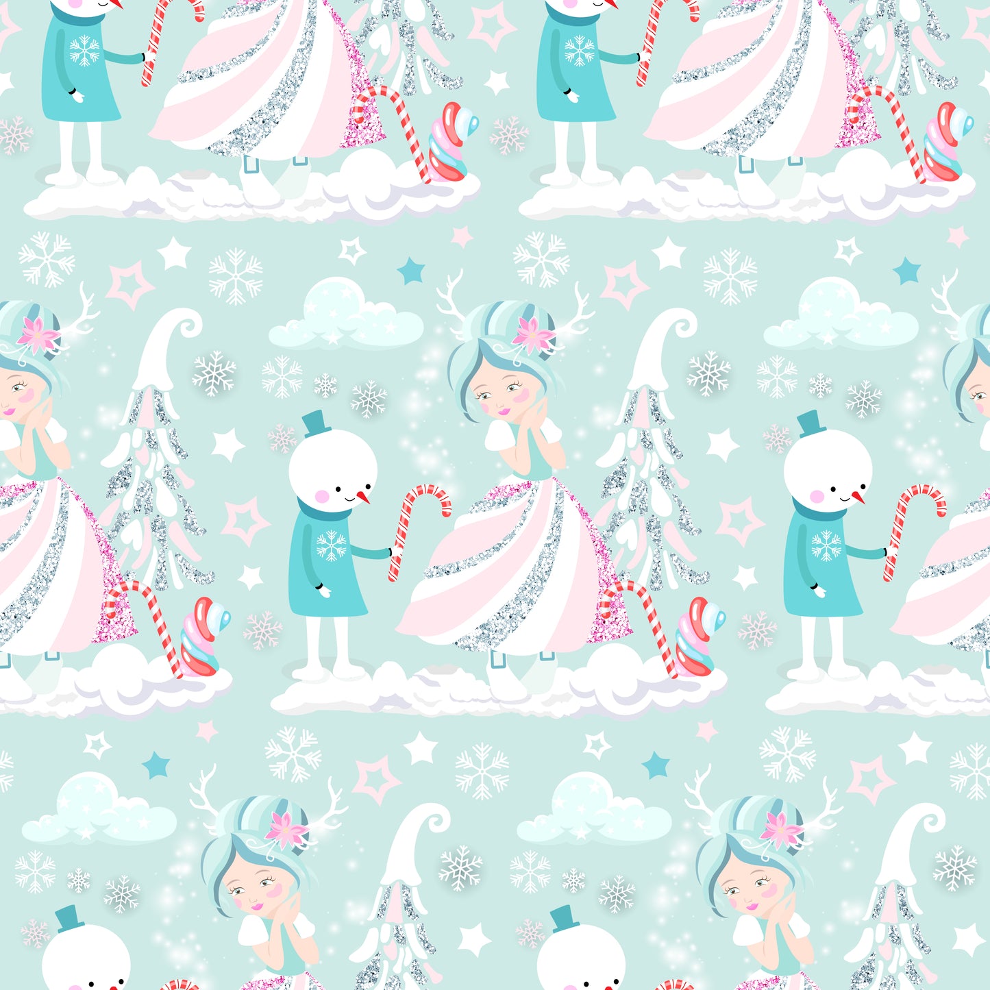 Snow Queen & The Snowman Faux Leather Fabric Sheets