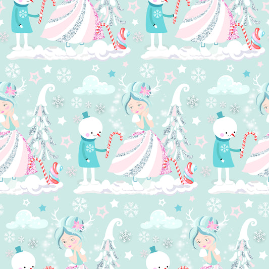 Snow Queen & The Snowman Faux Leather Fabric Sheets