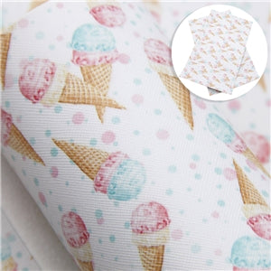 Summer Ice Creams Faux Leather Fabric Sheets