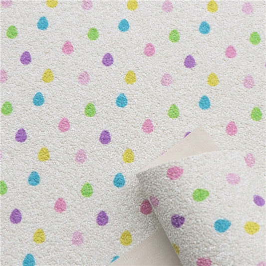 Chunky Glitter Rainbow Drops Faux Leather Fabric Sheets