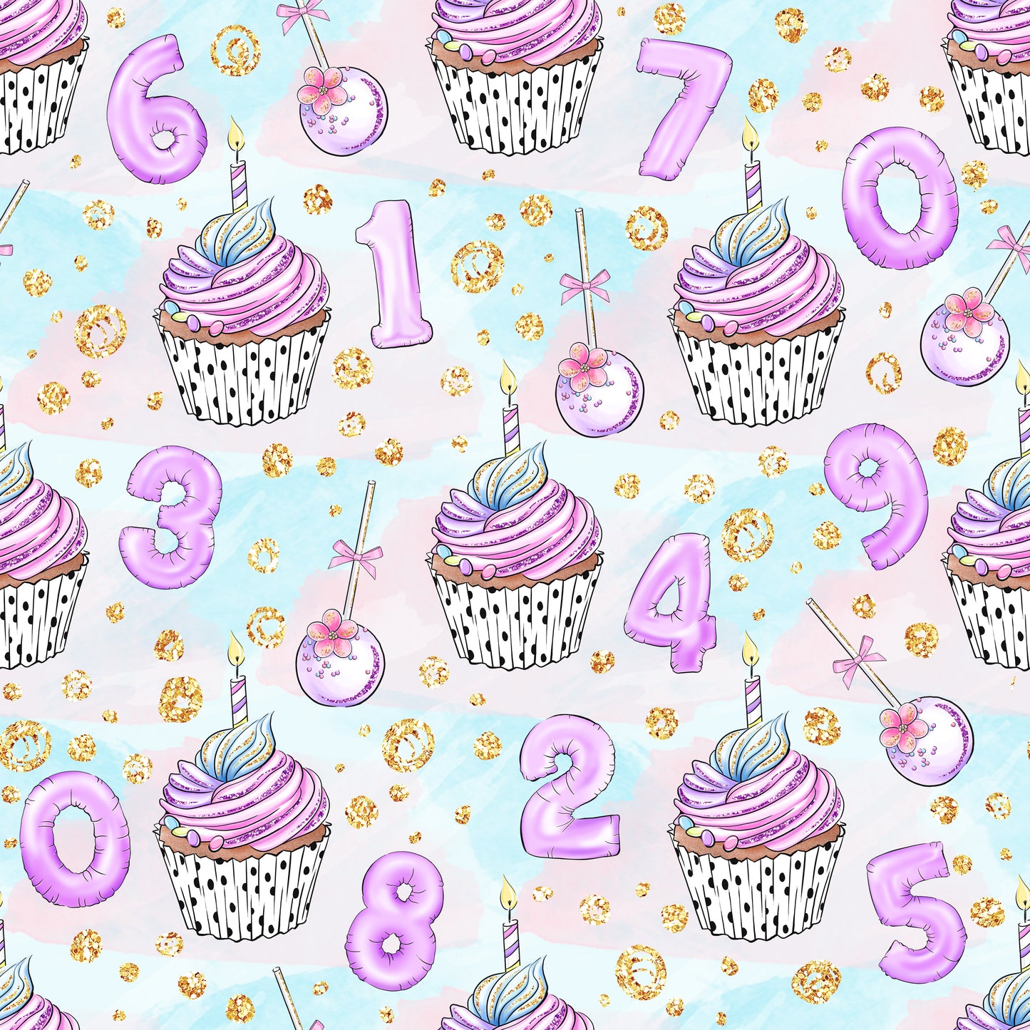 Birthday Cupcake Faux Leather Fabric Sheets