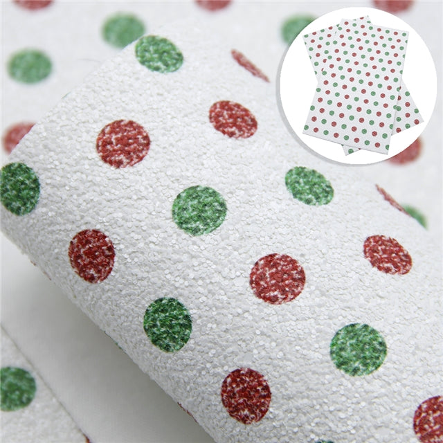 Polka Dot Chunky Glitter Faux Leather Fabric Sheets