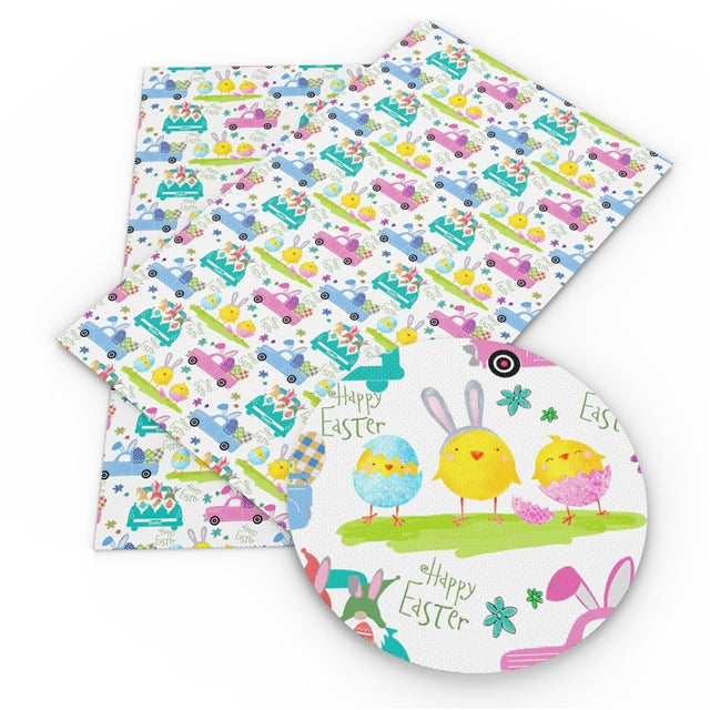 Easter Chicks Faux Leather Fabric Sheets