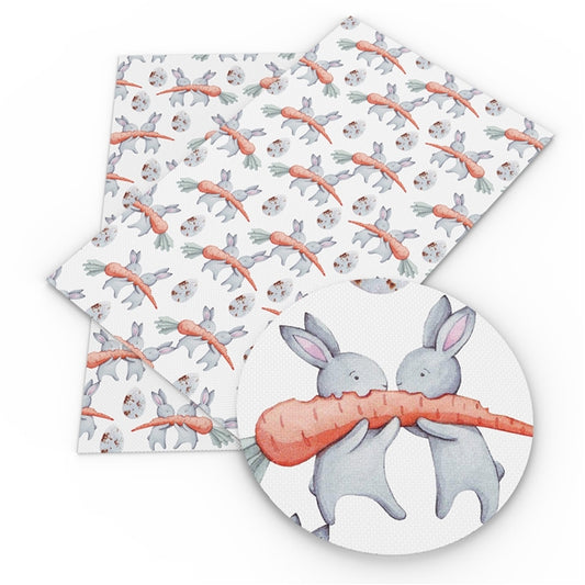 Bunnies & Carrot Faux Leather Fabric Sheets